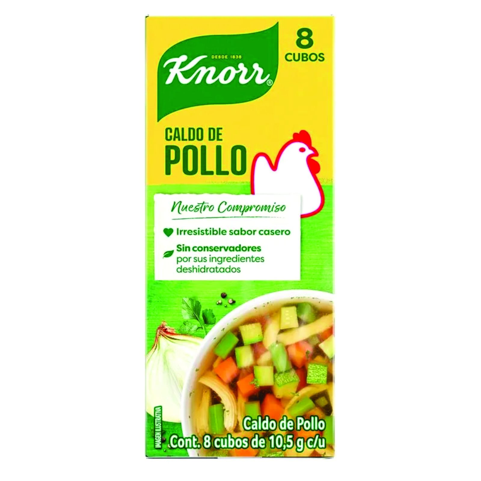 Caldo de pollo knorr 8 cubos de 10,5 g. c/u.