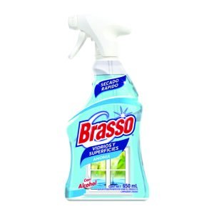Limpiador liquido para vidrios y superficies brasso amonia 650 ml.