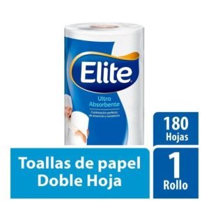 Rollo de toallas de papel de 180 hojas dobles elite.