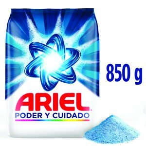 Detergente en polvo ariel poder y cuidado para ropa blanca y de color 850 g.