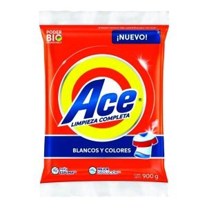 Detergente en polvo ace blancos y colores 900 g.
