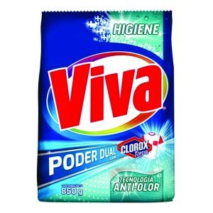Detergente en polvo viva poder dual clorox 850 g.