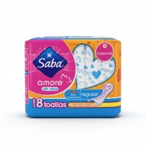 Saba Amore, Regular, Toallas sin alas, Flujo abundante, 8 toallas