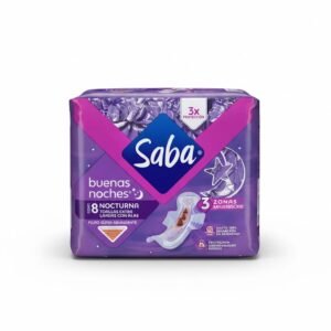Saba Buenas Noches Nocturna Toallas Extra Largas con Alas Flujo Súper Abundante (Total 6 Toallas)