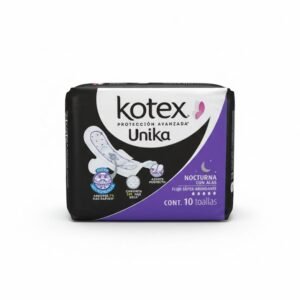 Kotex Protección Avanzada Unika Nocturna con Alas Flujo Súper Abundante Cont. 10 Toallas