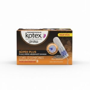 Kotex Unika Tampones Digitales Sin Aplicador, Súper Plus, Flujo Súper Abundante, Cont. 12 Tampones