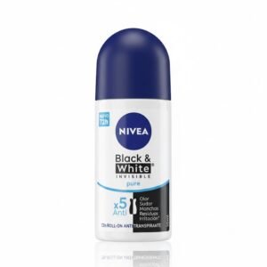 Nivea Black & White Invisible Pure - Roll-On Antitranspirante 72h, x5 Anti (Olor, Sudor, Manchas, Residuos, Irritación), 50 ml