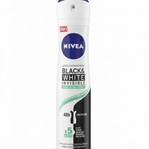 Nivea 5en1 Aerosol Antitranspirante Black & White Invisible Fresh + Antibacterial 48h, 150 ml (asumiendo tamaño estándar de aerosol)