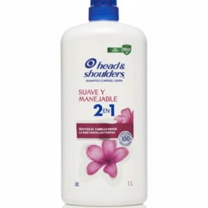 Head & Shoulders, Shampoo Control Caspa Suave y Manejable 2 en 1, 1 L