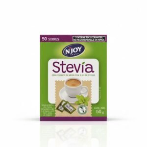 NJoy Brand Stevia - Edulcorante de mesa con 3.5% de Stevia, 50 sobres de 1 g c/u, Cont. Net. 50 g