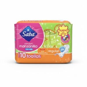 Saba Confort Manzanilla, Toallas Regulares con Alas (Flujo Abundante, Nuevo con Jojoba), Cont. 10
